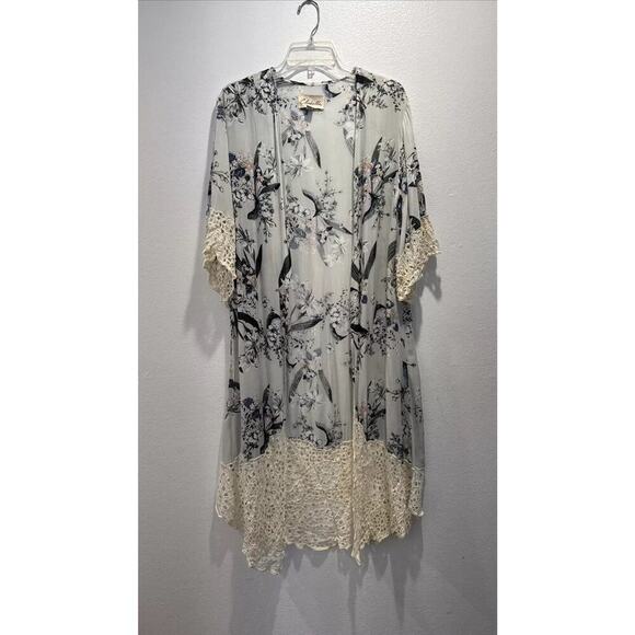 Cleobella Women’s Size Small Floral Print Boho Wrap Kimono Embroidered Festival - Picture 1 of 11